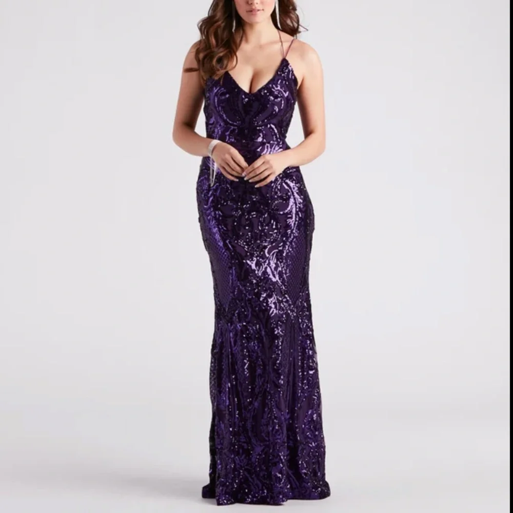 knee length dresses for ladies Amethyst Long Sequin Mermaid Prom Dress CC2168 Amethyst / 2